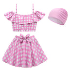 2023 Barbie Movie Margot Robbie Barbie Plaid Kids Swimsuit Outfits Cosplay Costume