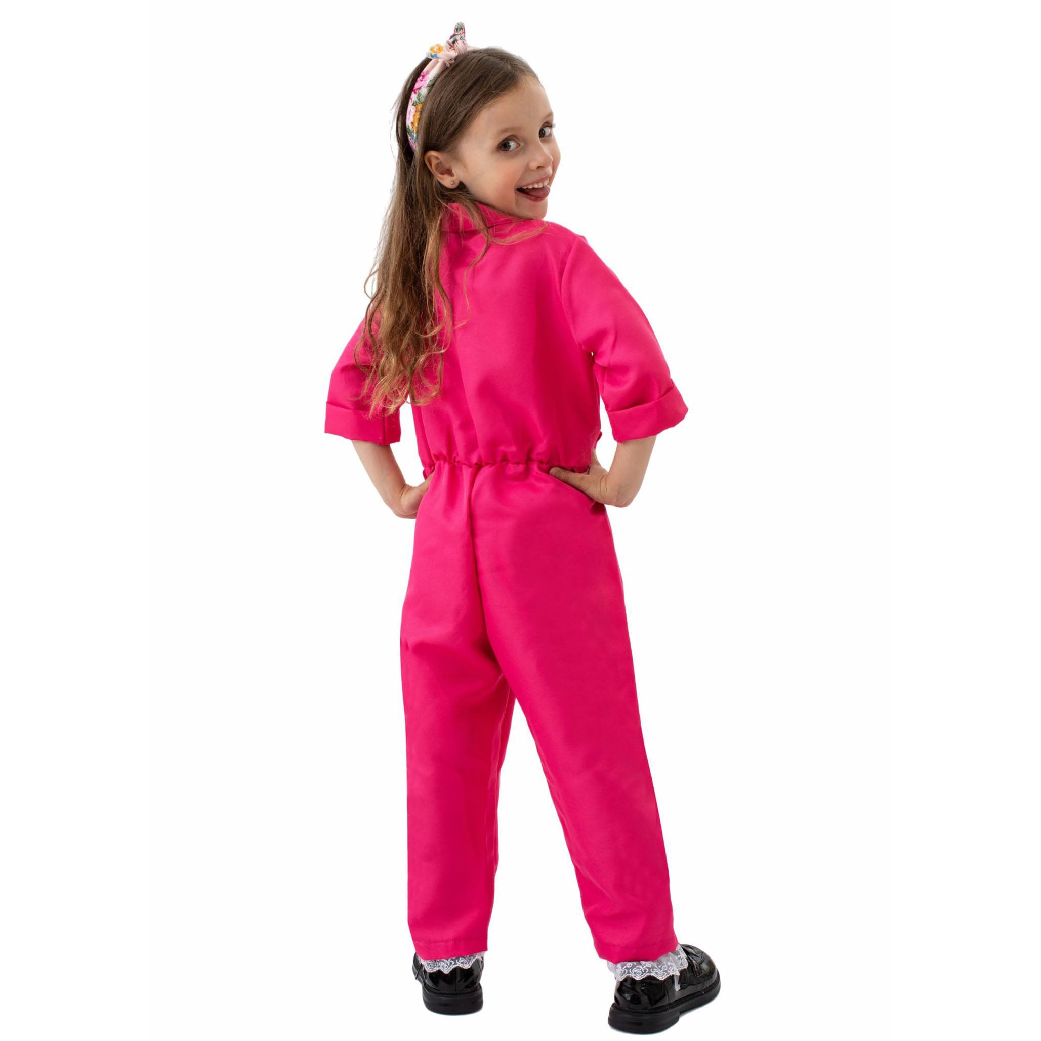 Kids Barbie Movie Margot Barbie Pink Outfits Jumpsuit Cosplay Costume