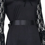 Lisa Frankenstein Misty Cosplay Costume Women Black Lace Long-sleeved Dress Party Carnival - Azufun