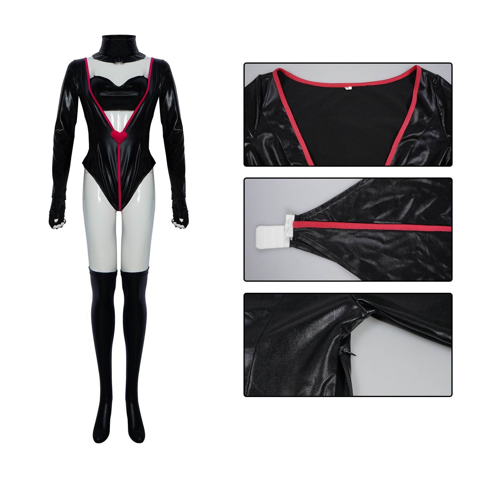 Hazbin Hotel An gel Dust Poison Cosplay Costume Black Leather Jumpsuit Party Carnival - Azufun