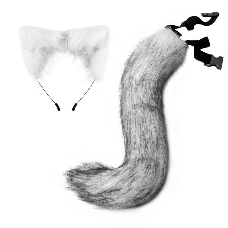 Halloween cos simulation fox plush tail costume accessories cat ear headband