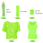 1980s Top Fishnet Women T-shirt Suit 80s Costumes Cosplay Party Carnival - Azufun