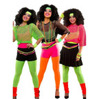 1980s Top Fishnet Women T-shirt Suspenders 80s Costumes Cosplay Party Carnival - Azufun