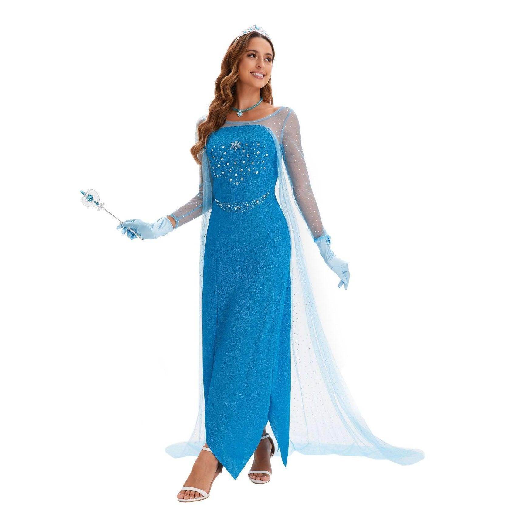 2024 New Elsa Frozen Queen Costume Carnival Cosplay Suit - Azufun