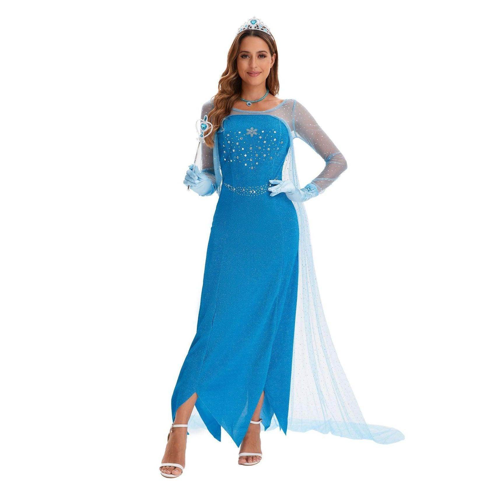 2024 New Elsa Frozen Queen Costume Carnival Cosplay Suit - Azufun