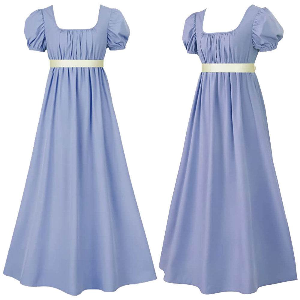 Bridgerton cosplay costume vintage regency Victorian tea dress - Azufun
