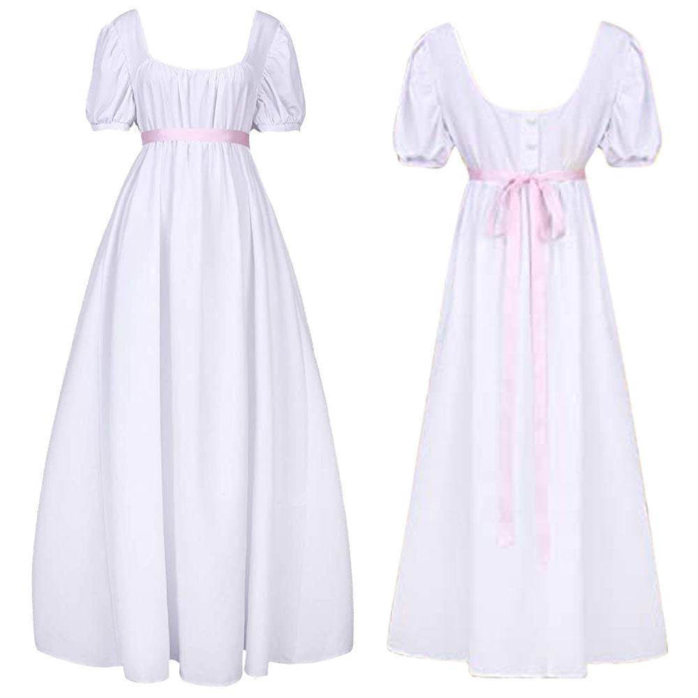 Bridgerton cosplay costume vintage regency Victorian tea dress - Azufun