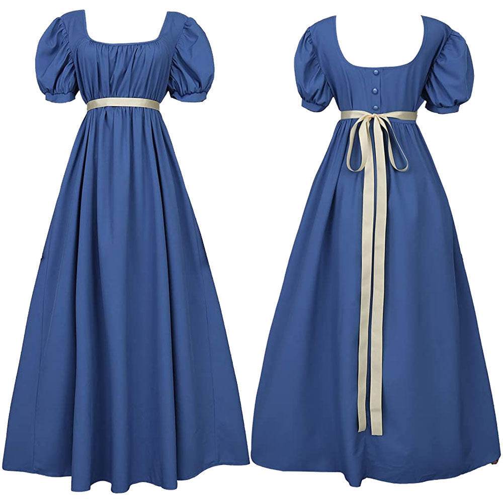 Bridgerton cosplay costume vintage regency Victorian tea dress - Azufun