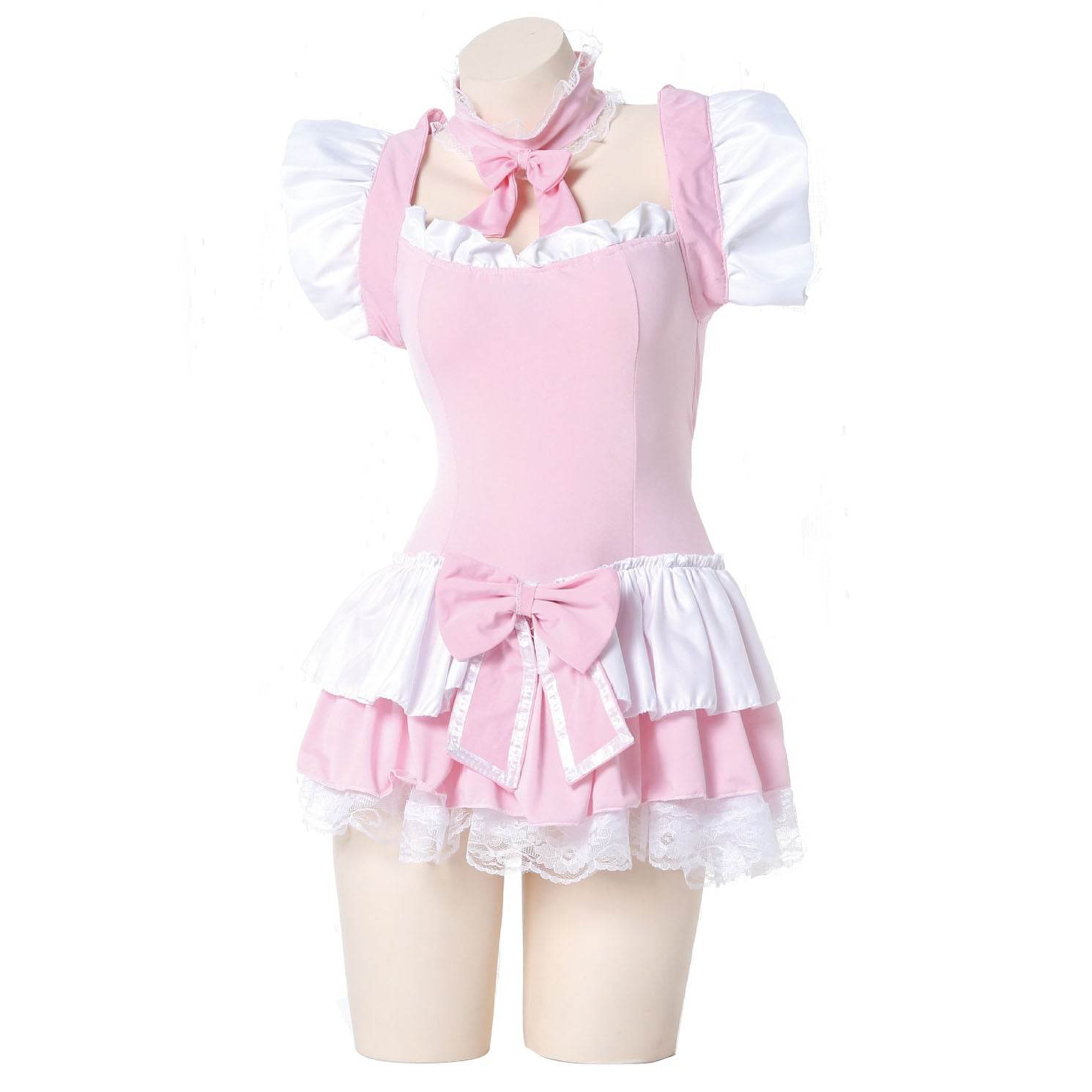 Pink Maid Uniform Role Play Sexy Performance Stage Costume - Azufun