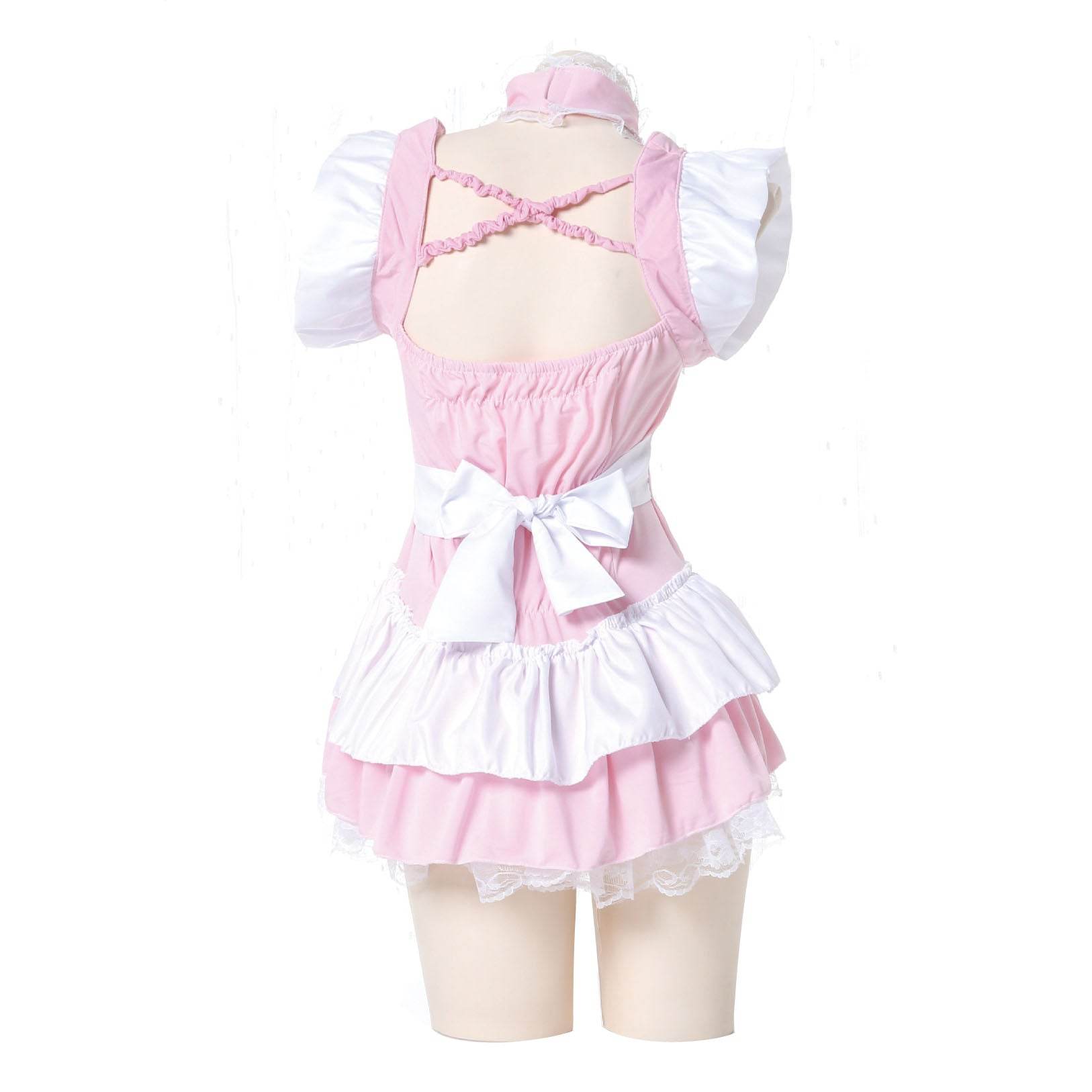 Pink Maid Uniform Role Play Sexy Performance Stage Costume - Azufun