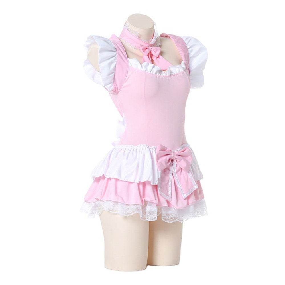 Pink Maid Uniform Role Play Sexy Performance Stage Costume - Azufun