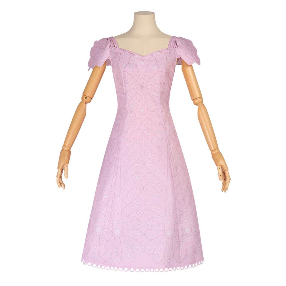 Wicked Glinda Women Pink Short Dress Outfit Carnival Cosplay Costume - Azufun