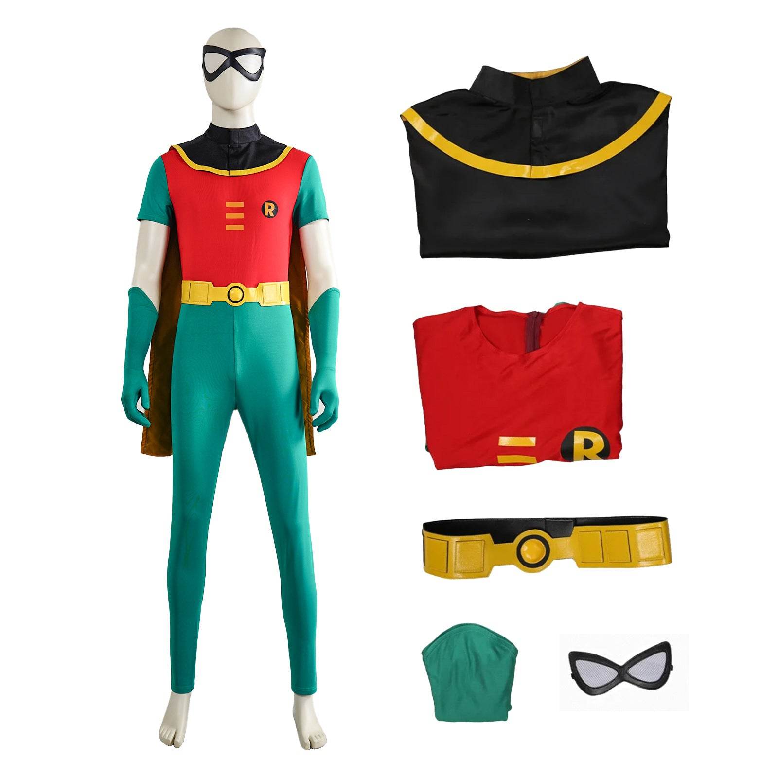 Teen Titans Robin Costume Super Hero Halloween For Adult Full Set With Cape - Azufun