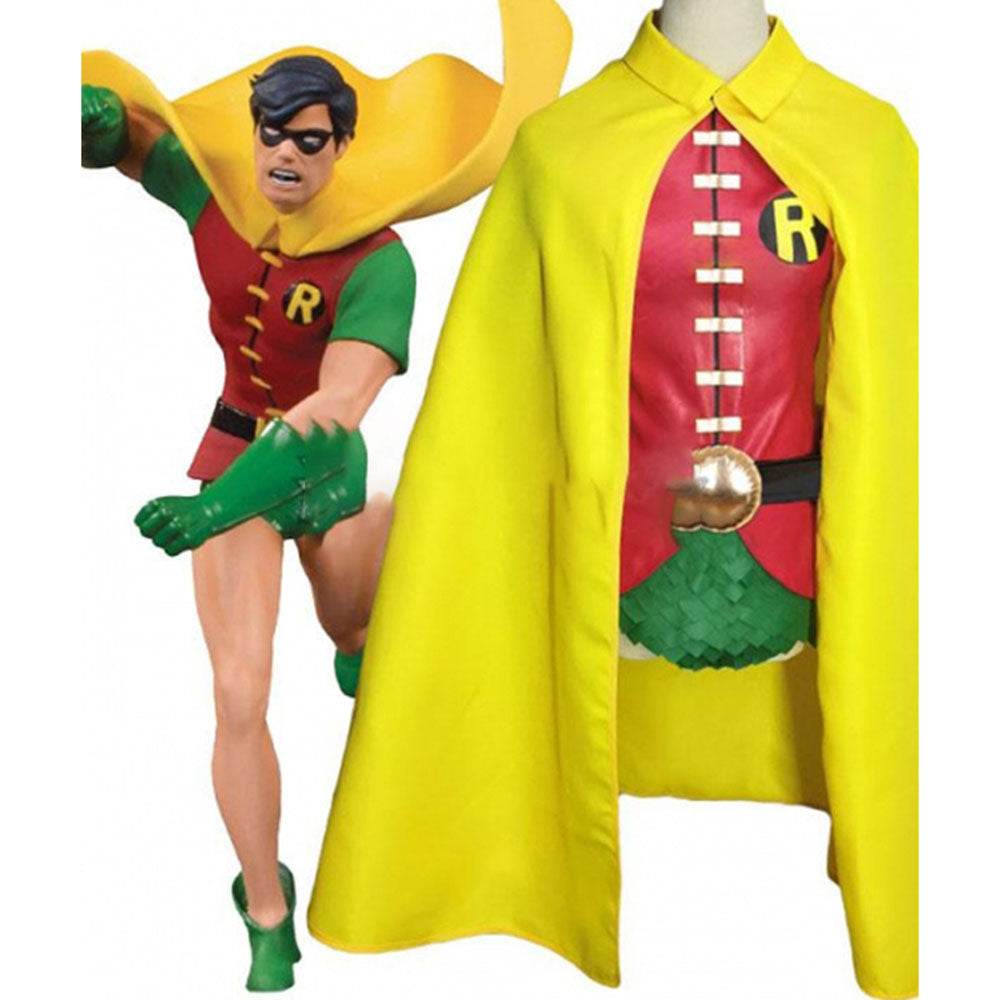 DC Teen Titans Robin Cosplay Anime Costume Halloween For Adult Full Set With Cape - Azufun
