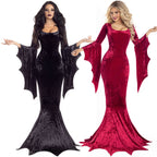 Halloween Bat Witch Ghost Bride Costume Vampire Dress for Women - Azufun