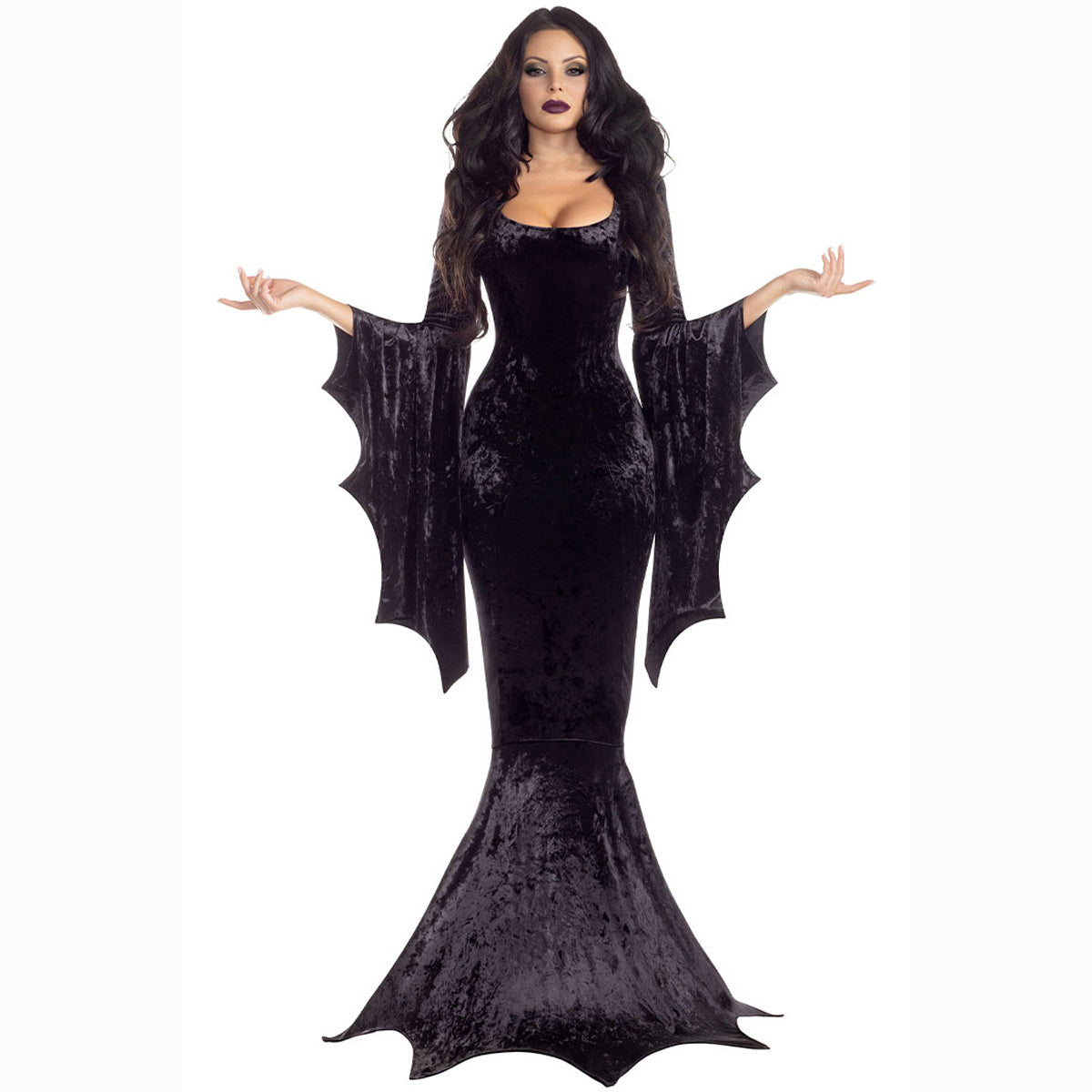 Halloween Bat Witch Ghost Bride Costume Vampire Dress for Women - Azufun
