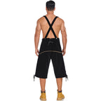 Men's German Bavarian Oktoberfest Costume Velvet Overalls Trousers Halloween - Azufun