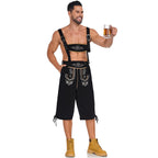 Men's German Bavarian Oktoberfest Costume Velvet Overalls Trousers Halloween - Azufun