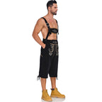 Men's German Bavarian Oktoberfest Costume Velvet Overalls Trousers Halloween - Azufun