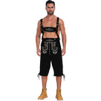 Men's German Bavarian Oktoberfest Costume Velvet Overalls Trousers Halloween - Azufun