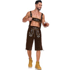 Men's German Bavarian Oktoberfest Costume Velvet Overalls Trousers Halloween - Azufun