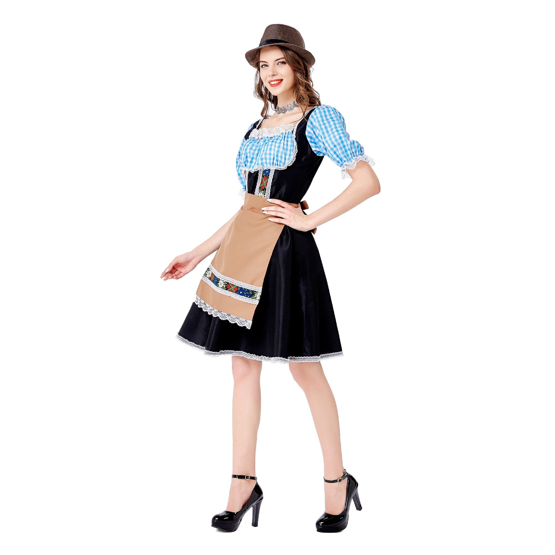 Women Oktoberfest Costume Bavarian Maid Party Dress Carnival Halloween - Azufun