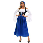 Medieval Farm Maid Oktoberfest Long Dress Costume for Women - Azufun