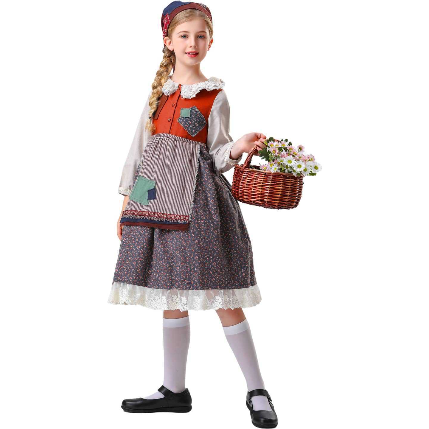 Kids The Little Match Girl Maid Costume Dress Funny Party Halloween - Azufun