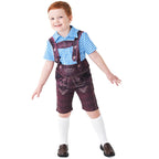 Boy Oktoberfest Costume Set Overalls with plaid shirt socks Halloween - Azufun