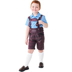 Boy Oktoberfest Costume Set Overalls with plaid shirt socks Halloween - Azufun