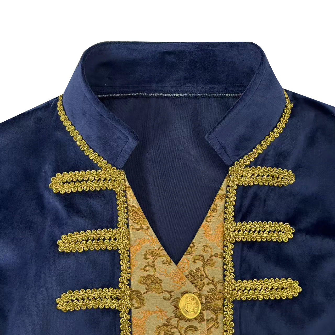 Men's Blue Beauty and the Beast Prince Costume Medieval Tailcoat Gothic Frock Coat - Azufun