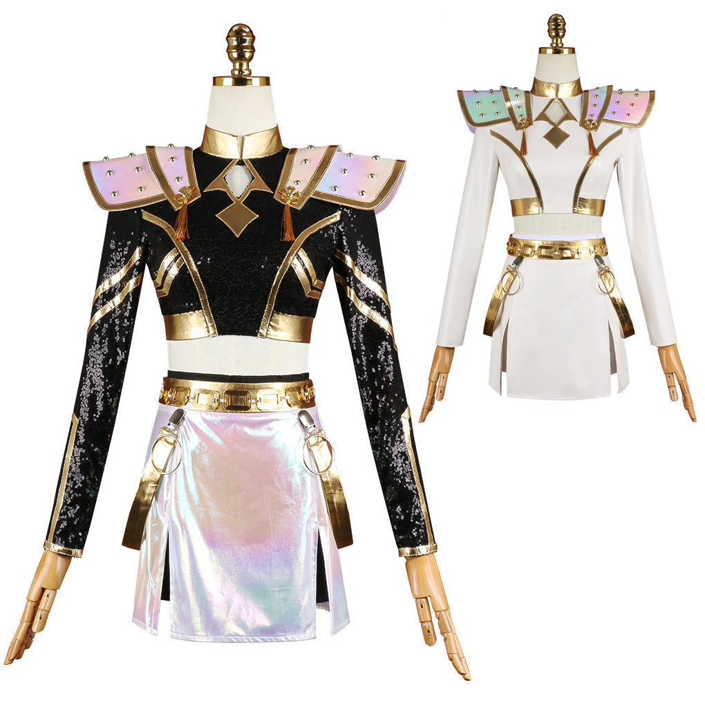 Kpop Witch Hunter Zoe Cosplay Costume Black and Gold Performance - Azufun