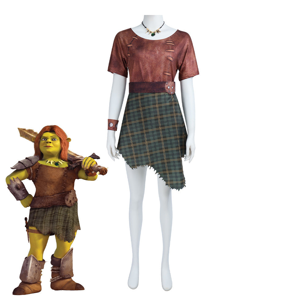 Shrek 5 Fiona Orc Cosplay Costume Halloween Dress Outfits for Women - Azufun