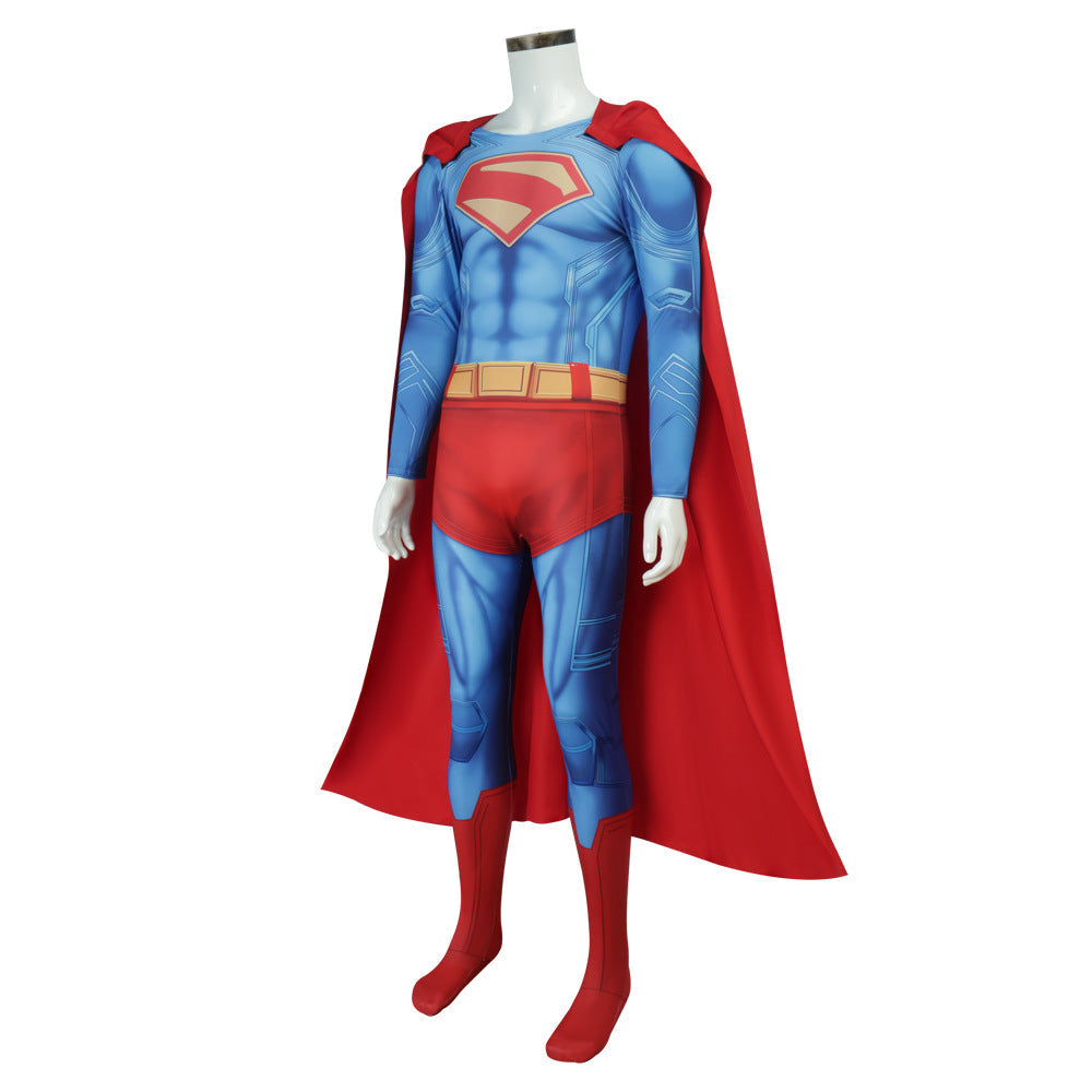 Deluxe Superman Clark Kent 3D Jumpsuit with Cloak Bodysuit - Azufun