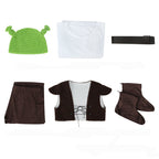 Shrek Green Monster Cosplay Mens Costume Halloween Full fleece Vest Outfit Set - Azufun