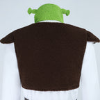 Shrek Green Monster Cosplay Mens Costume Halloween Full fleece Vest Outfit Set - Azufun