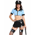 American Blue Split Female Police Uniform Cop Costume For Women - Azufun