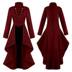 Medieval Costume dress tuxedo women's lapel irregular hem retro long top - Azufun