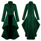 Medieval Costume dress tuxedo women's lapel irregular hem retro long top - Azufun