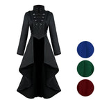 Medieval Costume dress tuxedo women's lapel irregular hem retro long top - Azufun