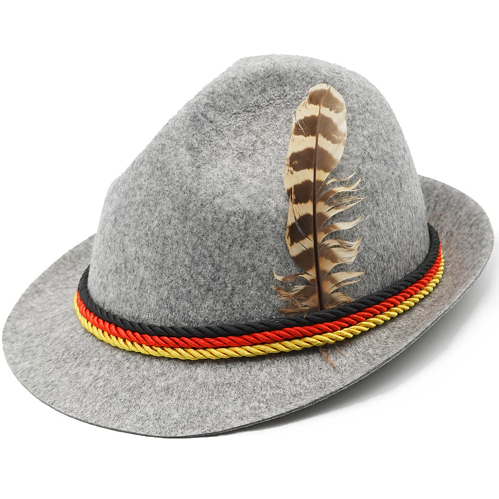 Munich beer German Alpine Panama Jazz Feather Hat Halloween - Azufun
