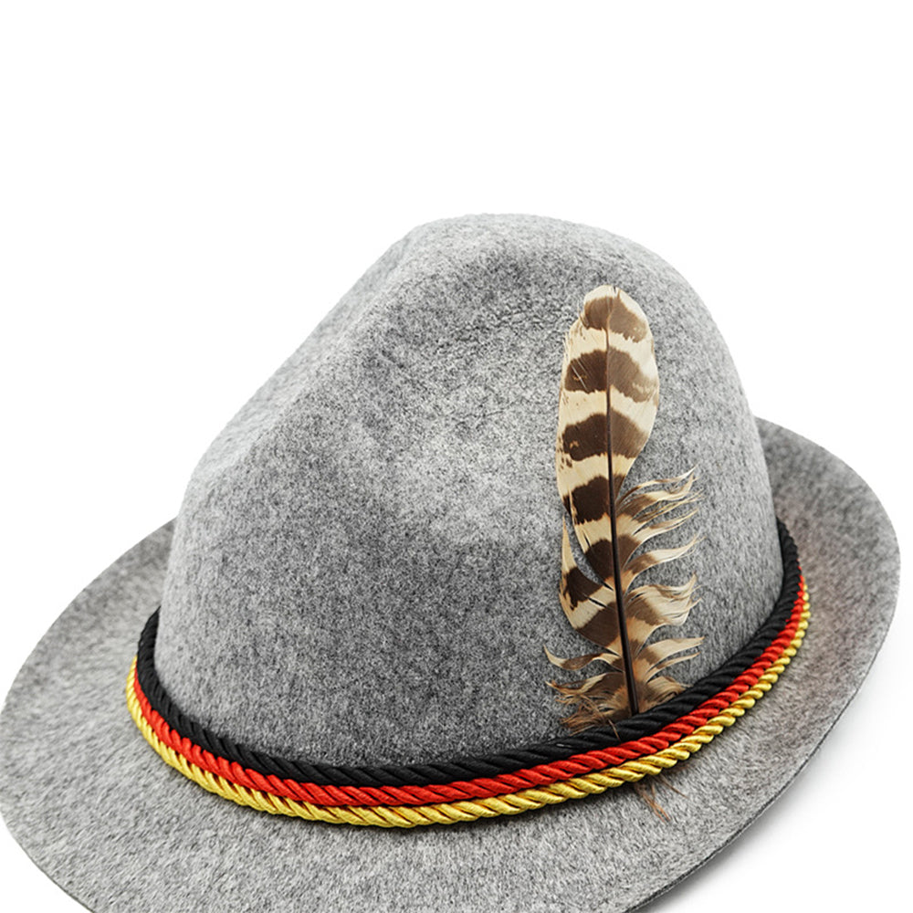 Munich beer German Alpine Panama Jazz Feather Hat Halloween - Azufun