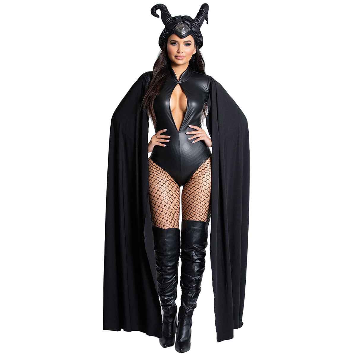 Bull Horn Maleficent Masquerade Costume Halloween Witch Women