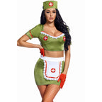 Green Backless Nurse Costume Role Play Cosplay For Women