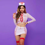 Nurse White Mesh Perspective Uniform Costume for Women