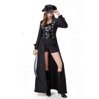 Retro Captivating Women Pirate Costume Medieval Steampunk Zip-Up Coat