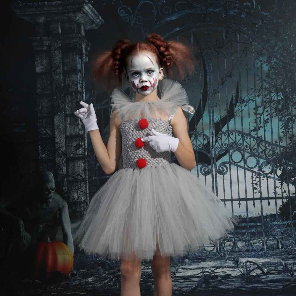 Kids Toddler Halloween Pennywise Costume Party Carnival Dress Up Circus Clown Tutu