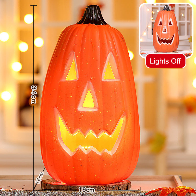 Light-Up Pumpkin Lantern Halloween Scene Decorations Fabric Items