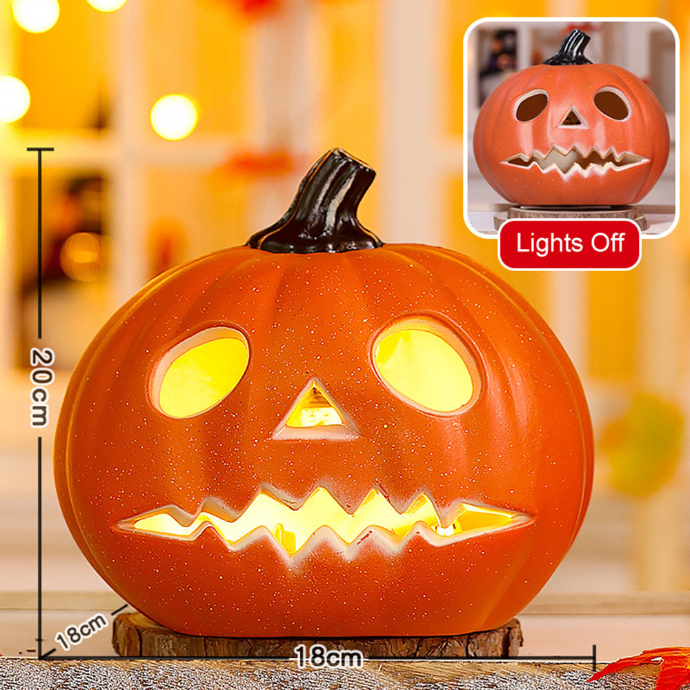 Light-Up Pumpkin Lantern Halloween Scene Decorations Fabric Items