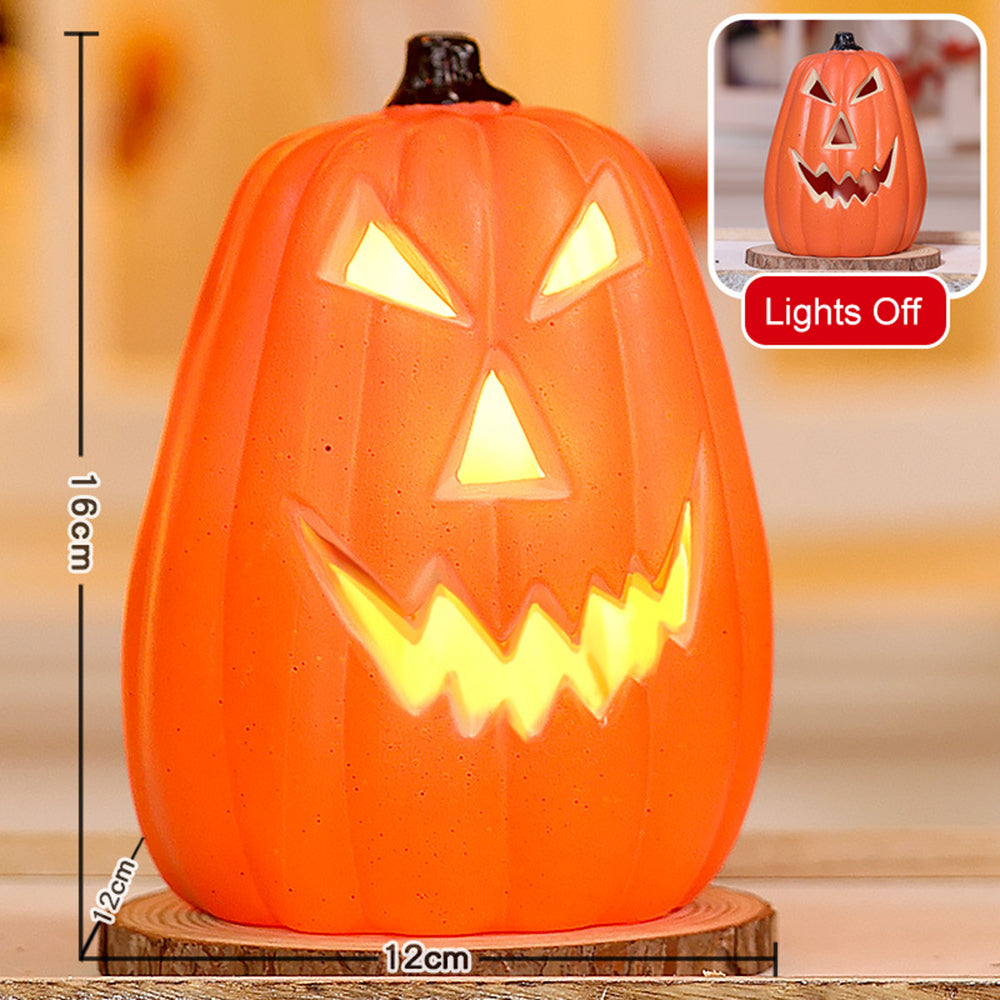 Light-Up Pumpkin Lantern Halloween Scene Decorations Fabric Items